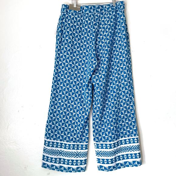 SOFT SURROUNDINGS NWT Narah Palazzo Knit Wide Leg Pants in Blue White Size L - Picture 3 of 12